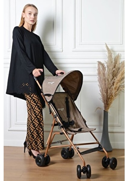 baston bebek arabası gold-kahve