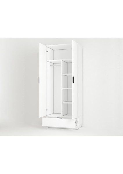 2 Kapaklı Tek Çekmeceli Askılı Raflı Gardırop indirimleri