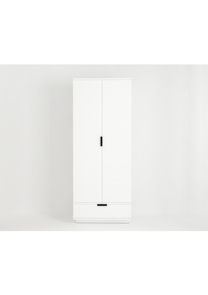 2 Kapaklı Tek Çekmeceli Askılı Raflı Gardırop