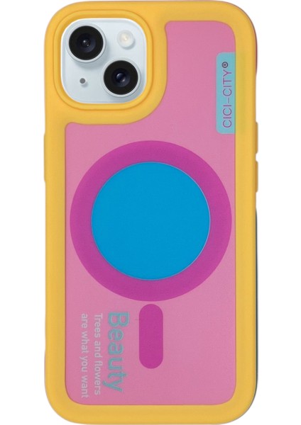 iPhone 13/14 Sarı Magsafe Uyumlu Premium Silikon Arka Kılıf Güçlendirilmiş Köşe+Kamera-Shockproof