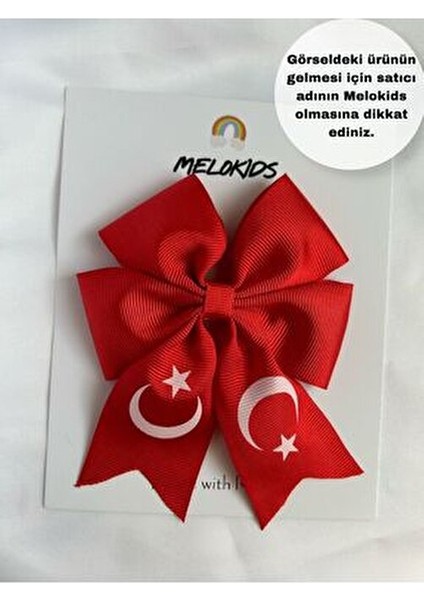 23 Nisan Bayrak Kırmızı Beyaz Klipsli Kurdele Saç Tokası