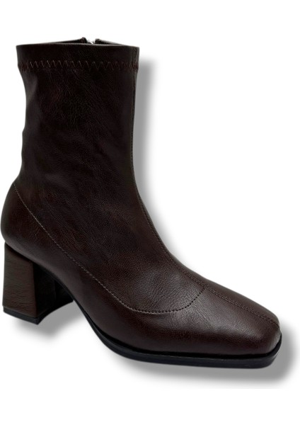 Kılınç 565-26 Cilt Deri Fermuarlı Kalın Topuk Kadın Bot