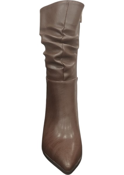 9652010Z Yandan Fermuarlı 8 cm Ince Topuk Sivri Burun Günlük Şık Kadın Bot modelleri