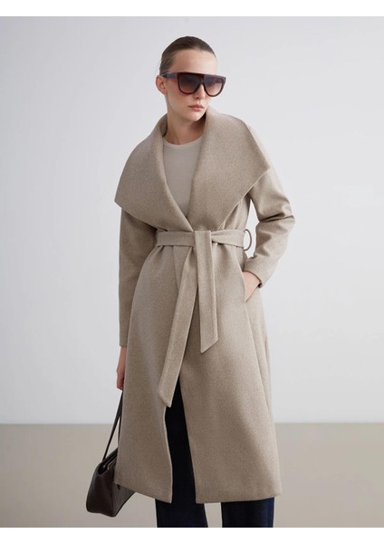 Ceket Yaka Kadın Kaşe Kaban (W5)