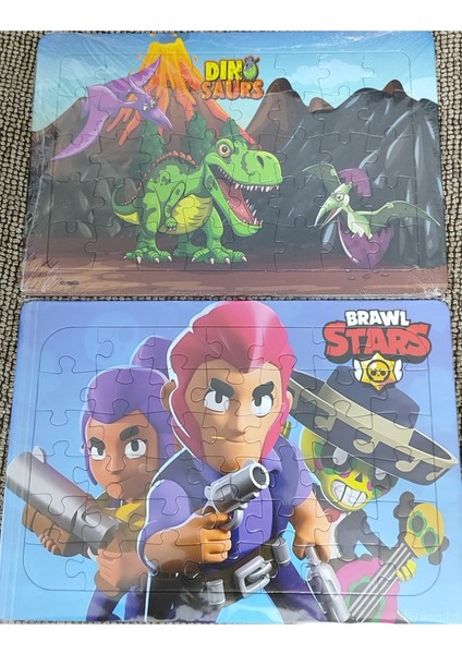 2 Adet Puzzle Yap Boz (33CM*23CM*40PARÇA) (Brawlstars / Dinozorlar Figürlü)