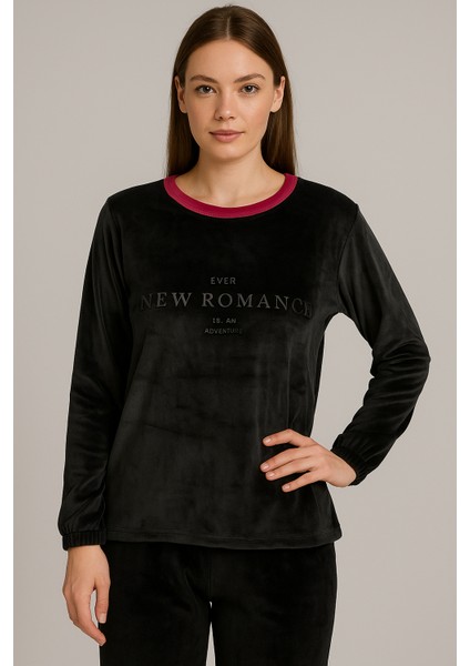 Kadife Uzun Kollu Kadın Pijama Takımı