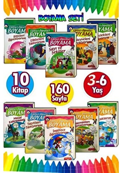 3-6 Yaşa Uygun 10'lu Boyama Kitabı Seti fiyatları