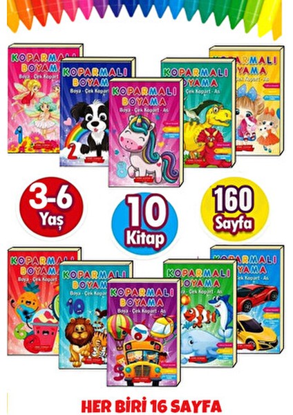 3-6 Yaşa Uygun 10'lu Boyama Kitabı Seti fırsatları