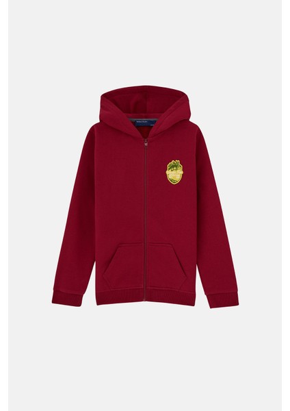 Living Planet Soft Fleece Çocuk Full Zip Hoodie - Bordo