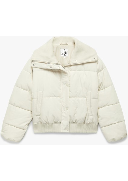 Fermuarlı Cep Detaylı Uzun Kollu Geniş Yaka Anorak Şişme Mont modelleri