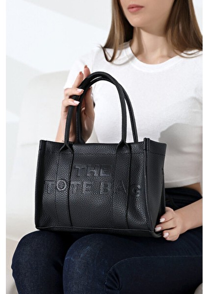 Çapraz Askılı The Tote Bag Suni Deri Siyah Kadın Çantası