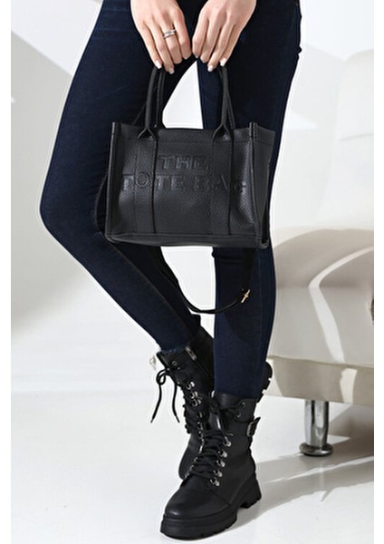 Çapraz Askılı The Tote Bag Suni Deri Siyah Kadın Çantası