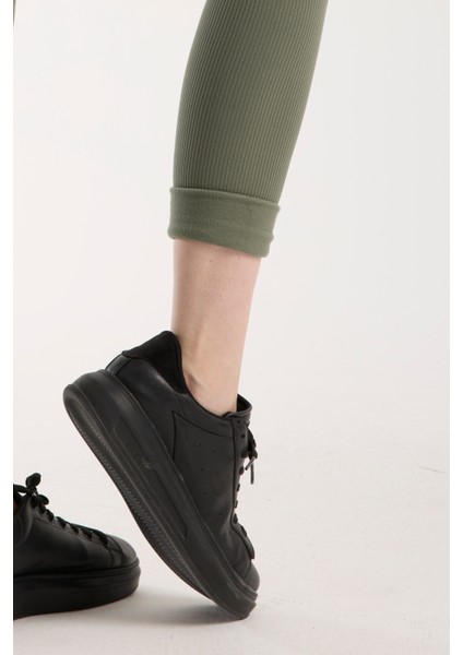 Fitilli Şardonlu Içi Polarlı Yüksek Bel Toparlayıcı Tayt