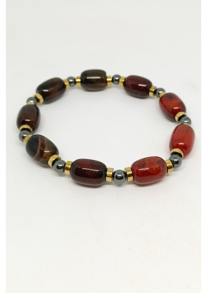 Hematit ve Akik Doğal Taşlı Bileklik