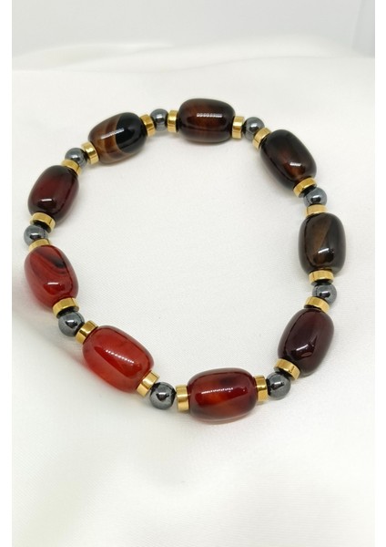 Hematit ve Akik Doğal Taşlı Bileklik fiyatları