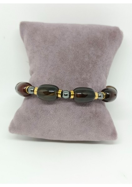 Hematit ve Akik Doğal Taşlı Bileklik modelleri