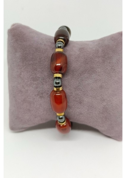 Hematit ve Akik Doğal Taşlı Bileklik fırsatları