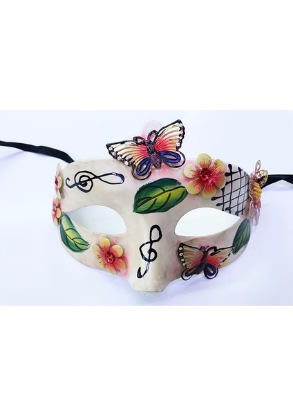 Yaprak Modelli İşlemeli Yılbaşı Parti Maskesi Kırmızı Renk