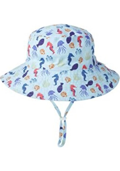 UPF50+ Güneş Korumalı Denizatı Desenli Kız Çocuk Şapka Camgöbeği Renkli fiyatları