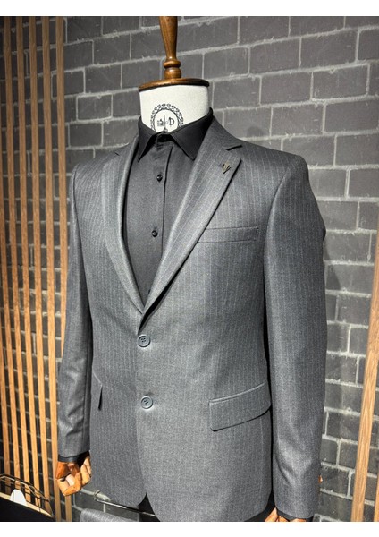 Slim Fit Viscon Çizgili Takım Elbise fiyatları