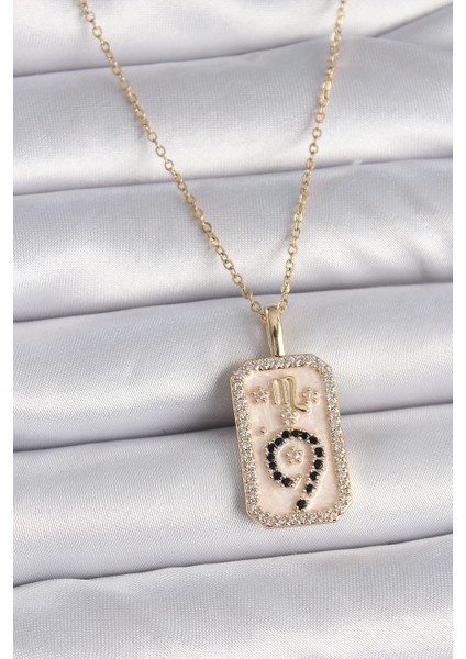 316L Çelik Gold Renk Zincir Akrep Burcu Zirkon Taşlı Kadın Kolye - TJ-BKO9465