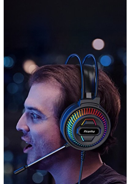 2175 Rgb LED Işıklı Kulak Üstü Kablolu Oyuncu Kulaklığı / Gaming / Mikrofon / 2.2m Kablo Uzunluğu fiyatları