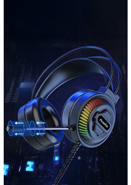 2175 Rgb LED Işıklı Kulak Üstü Kablolu Oyuncu Kulaklığı / Gaming / Mikrofon / 2.2m Kablo Uzunluğu fırsatları