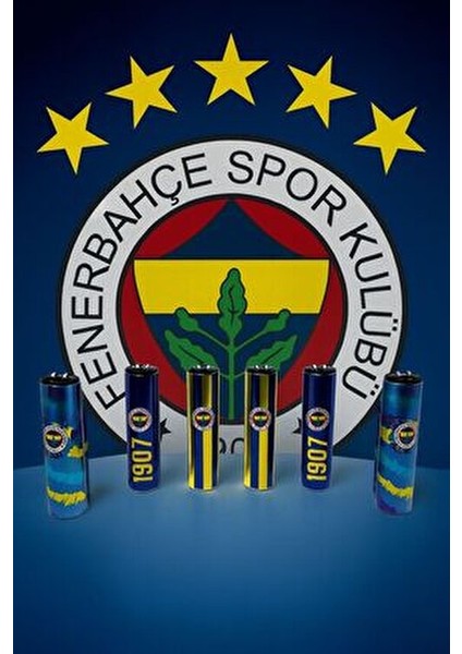 🟡🔵fenerbahçe 1907 Özel Seri Metal Çarklı Lisanslı 6’lı Koleksiyon Çakmak Seti – Ultra Lüks Tasarım