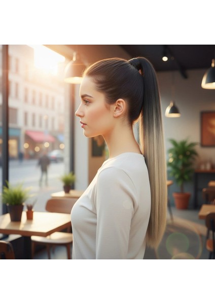 Fiber Sentetik Sihirli At Kuyruğu - Siyah / Platin Ombreli