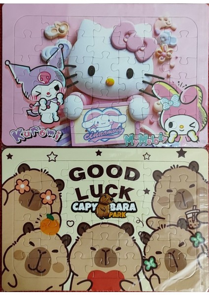 2 Adet Puzzle Yap Boz (33CM*23CM*42PARÇA) (Capybara / Hello Kitty )