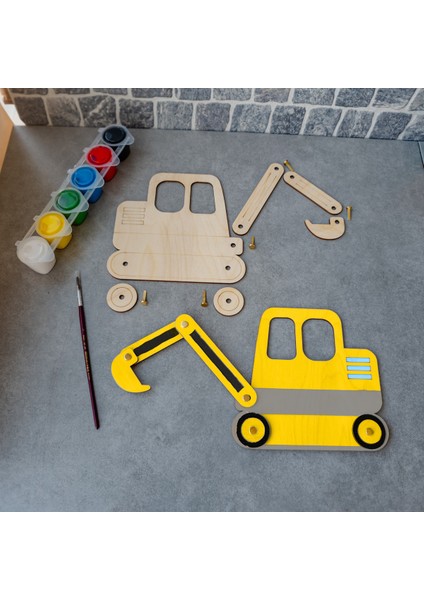 Kepçe Ahşap Boyama Etkinlik Seti + Eğitici Çocuk Aktivite + Fırça + Akrilik Boya Kreş Okul Öncesi