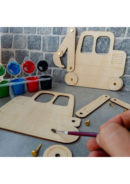 Kepçe Ahşap Boyama Etkinlik Seti + Eğitici Çocuk Aktivite + Fırça + Akrilik Boya Kreş Okul Öncesi modelleri