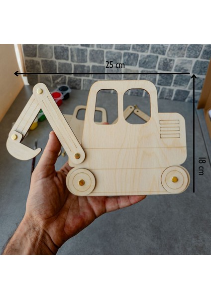 Kepçe Ahşap Boyama Etkinlik Seti + Eğitici Çocuk Aktivite + Fırça + Akrilik Boya Kreş Okul Öncesi
