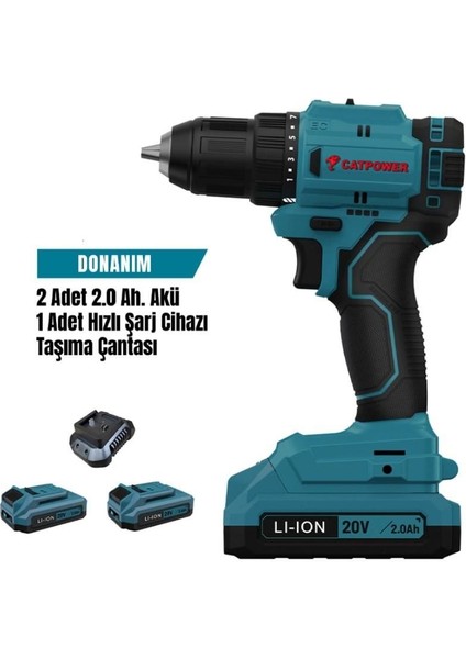Cat Power 4213 Akülü Vidalama 2,0 Ah Çift Akülü