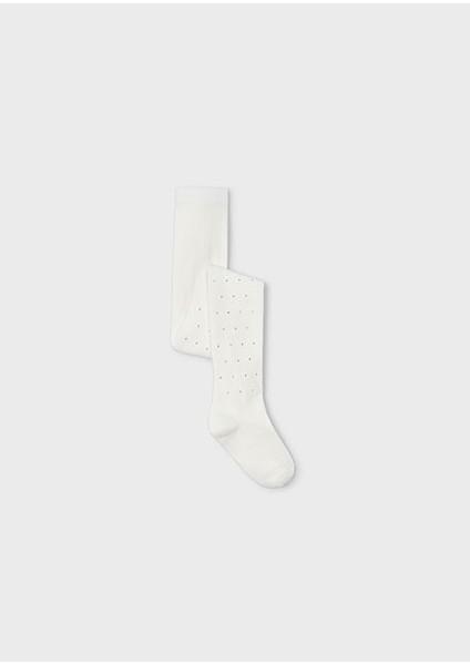 Kız Çocuk Krem Taşlı Külotlu Çorap 10046