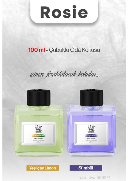Rosıe 100 ml Yeşilçay Limon ve Sümbül Çubuklu Oda Kokusu