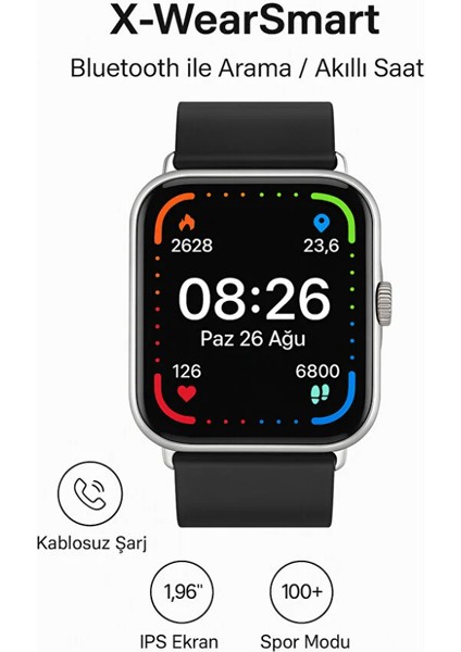 X-Wearsmart Akıllı Saat –ıps Ekranlı IP66 Sertifikalı Suya Dayanıklı Apple Android Uyumlu