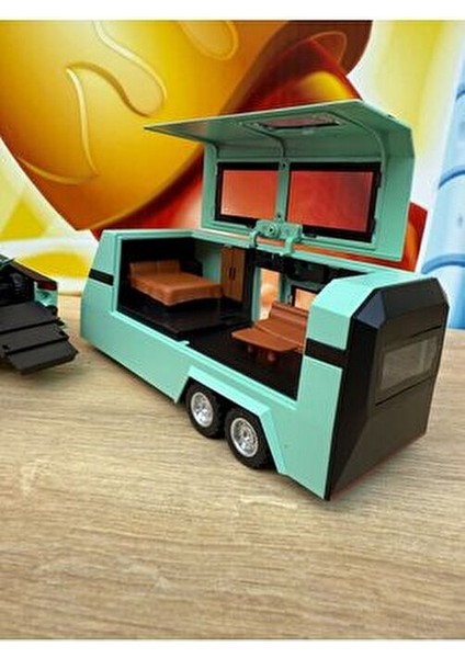 Diecast Metal Tesla Cybertruck Pickup ve Karavan Sesli Işıklı Açılan Kapılar Tesla Diecast Araba