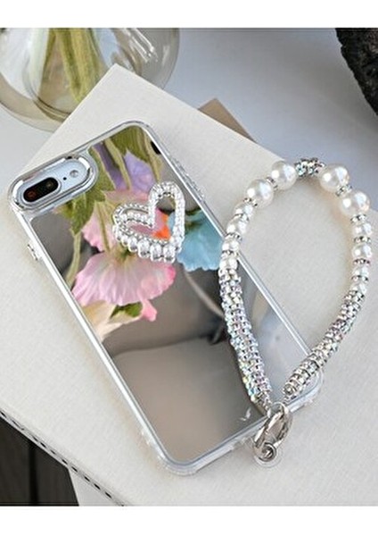 IPhone 7 Plus - 8 Plus Uyumlu Aynalı Charmlı Kalp Model Silikon Kılıf modelleri