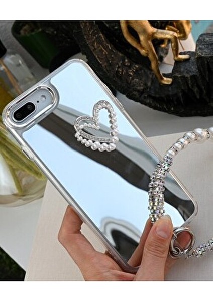 IPhone 7 Plus - 8 Plus Uyumlu Aynalı Charmlı Kalp Model Silikon Kılıf fırsatları