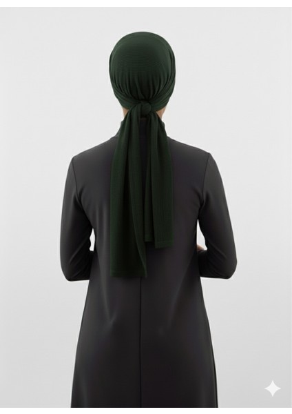 Plise Bağlama Haki Hazır Türban Tesettür Bone modelleri