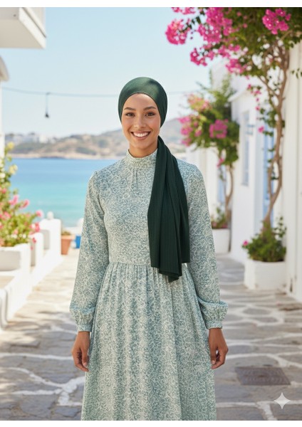 Plise Bağlama Haki Hazır Türban Tesettür Bone fırsatları