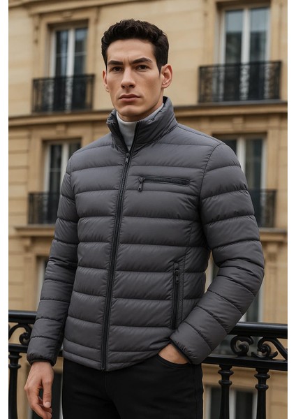 Erkek Trend Basic Dik Yaka Kışlık Füme Şişme Mont fiyatları