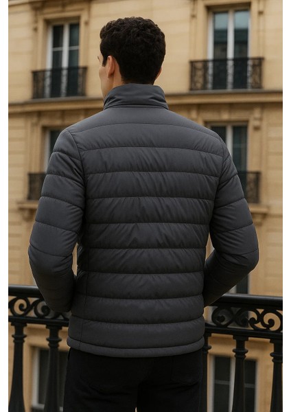 Erkek Trend Basic Dik Yaka Kışlık Füme Şişme Mont indirimleri