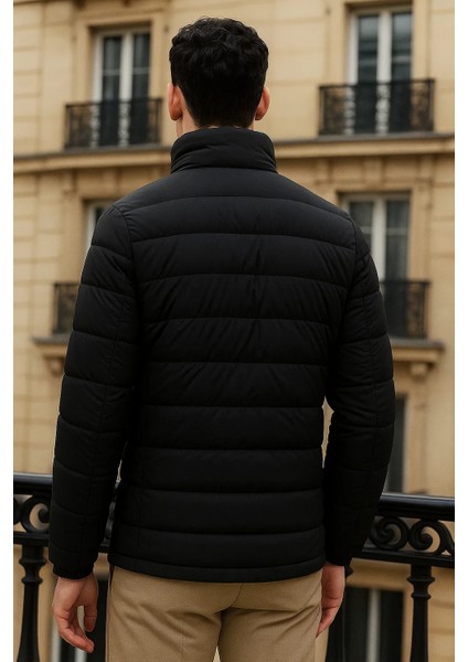 Erkek Trend Basic Dik Yaka Kışlık Siyah Şişme Mont indirimleri