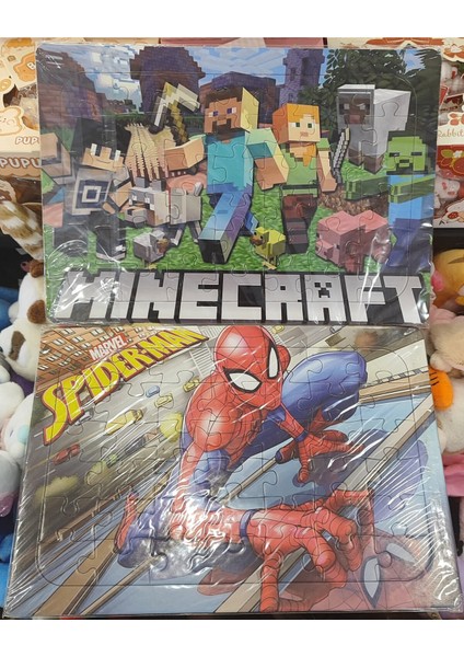 2 Adet Puzzle Yap Boz (33CM*23CM*42PARÇA) ( Örümcek A. / Minecraft )