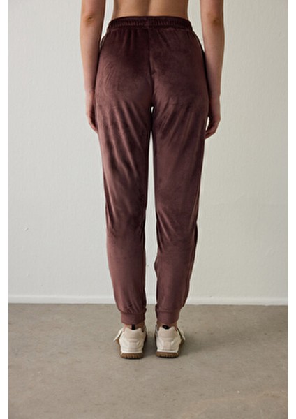 Kahverengi Yumuşak Kadife Sıcak Tutan Termal Etkili Jogger Eşofman Altı fiyatları