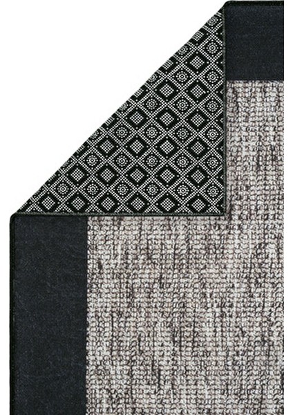 Pratico Gri Makinede Yıkanabilir Kaymaz Taban Mutfak Halısı Sisal Görünüm Yumuşak Dijital Baskı Halı