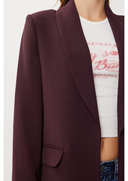 Vatkalı Blazer Dokuma Ceket LXA0006 Mürdüm modelleri