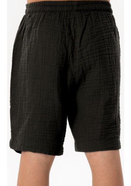 Batı Cep Detaylı Yazlık Müslin Erkek Çocuk Şort Siyah Syh fiyatları